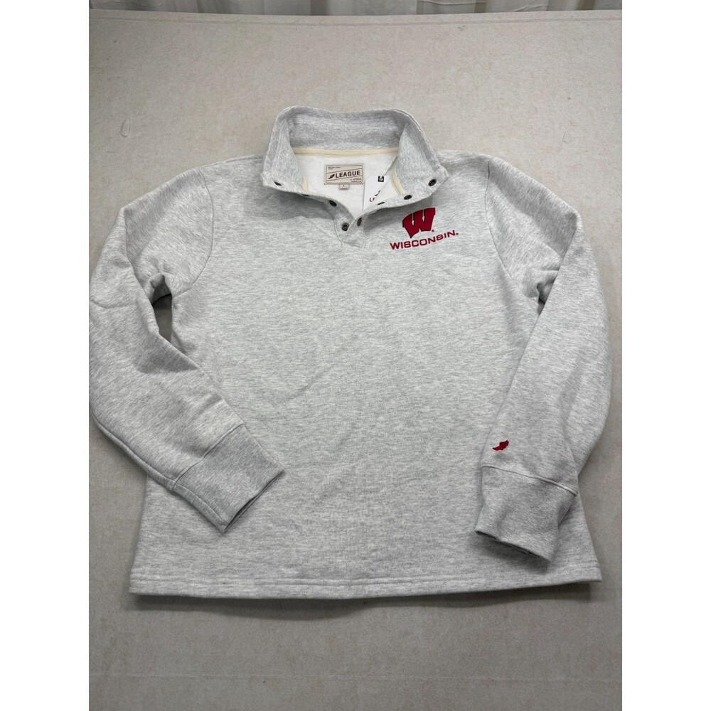 League 91 Wisconsin Badgers Snap Pullover Sweatshirt Gray NWT Men's Large